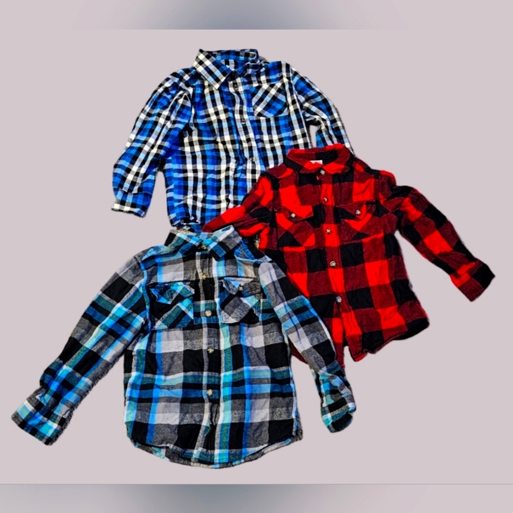 Bundle/Lot Of 5T Kids Plaid Button-Down Shirts - Multi-color